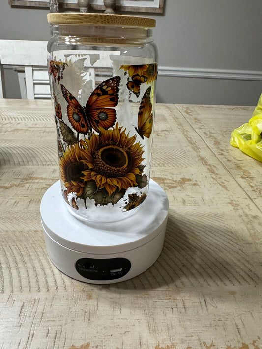 Glass Tumbler-Sunflowers